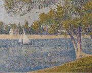 Georges Seurat The river Seine at La Grande-Jatte oil